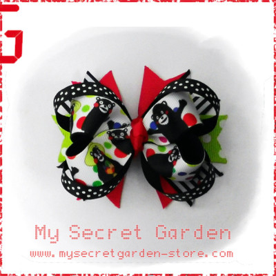 Kumamon Anime Grosgrain Ribbon Girls 4" Boutique Bow Hair Bows ( Hair Clip or Hair Band )